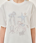 W UNICORN GRAPHIC OVERSIZED TEE IN WHITE image 4