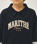 KIDS STRIPE POINT COLLAR SWEATSHIRT IN NAVY image 4