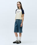 W LONG BERMUDA DENIM PANTS IN LIGHT BLUE image 10