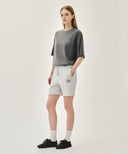 CLASSIC LOGO SWEAT SHORTS IN LIGHT HEATHER GREY image 10