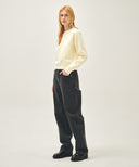 W HIGH STRAIGHT STRIPE DENIM PANTS IN BLACK image 4