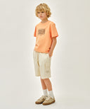 KIDS COTTON CARGO SHORTS IN CREAM image 4