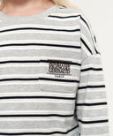 KIDS STRIPE LONG SLEEVE IN HEATHER GREY image 4