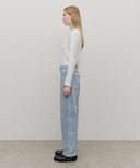 W HIGH STRAIGHT DENIM PANTS IN LIGHT BLUE image 4