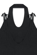 LAYERED TIE HALTER NECK KNIT TOP IN BLACK image 15