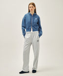 W BACK CLASSIC LOGO CROP HOODIE ZIPUP IN BLUE image 5