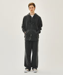 CLASSIC LOGO DYEING HOODIE ZIPUP IN CHARCOAL GREY image 5