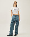 W CLASSIC LOGO CROP TEE IN WHITE image 5