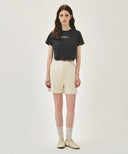 W SILVER LETTERING CROP TEE IN CHARCOAL GREY image 5