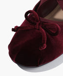 W CROSS BANDING VELVET FLAT SHOES IN BURGUNDY image 5