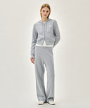 W SMALL CLASSIC LOGO CROP KNIT HOODIE ZIPUP IN HEATHER GREY image 5