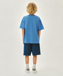 KIDS CLASSIC LOGO BERMUDA ONE TUCK SWEAT SHORTS IN BLUE image 5