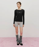 W LAYERED SHEER JERSEY LONG SLEEVE IN BLACK