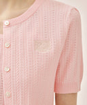 W SMALL CLASSIC LOGO HALF KNIT CARDIGAN SET UP IN LIGHT PINK image 5