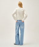 W WIDE FIT VINTAGE WASHED DENIM PANTS IN LIGHT BLUE image 5
