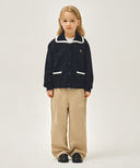 KIDS W LACE COLLAR CARDIGAN IN NAVY image 5