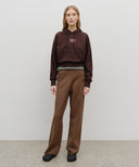 W SMALL CLASSIC LOGO CROP HOODIE IN BROWN
