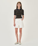 W STRIPE HALF ZIP UP SLIM KNIT IN NAVY image 5