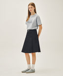 W DENIM PLEATED MIDI SKIRT IN INDIGO image 8