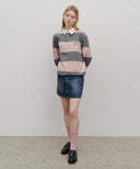 CLASSIC LOGO STRIPE RUGBY SWEATSHIRT IN LIGHT PINK image 9