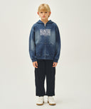 KIDS CLASSIC LOGO EMBROIDERY HOODIE ZIP-UP IN BLUE image 5