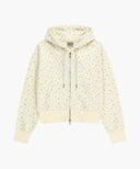 W CLASSIC LOGO CROP HOODIE ZIPUP IN IVORY image 8