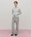 W LACE APPLIQUE CROP HOODIE ZIPUP IN LIGHT HEATHER GREY image 5