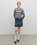 REGULAR LOGO STRIPE POLO KNIT IN MELANGE GRAY image 5