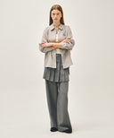 W PATTERN SHEER SHIRT IN GREY PINK image 11