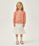 KIDS W POINTELLE KNIT CARDIGAN IN CORAL PINK image 5