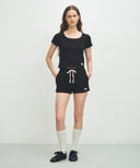 W BASIC CROP TEE IN BLACK image 5