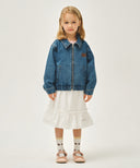 KIDS CLASSIC LOGO DENIM ZIPUP JACKET IN BLUE image 5