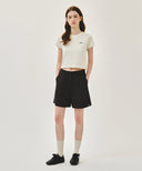 W SMALL LETTERING SLIM CROP TEE IN IVORY image 5