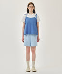 W PINTUCK CAMISOLE BLOUSE IN BLUE image 5