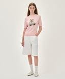 W DOODLE BEAR HALF KNIT PULLOVER IN LIGHT PINK image 5