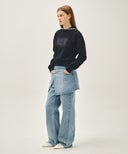 W LAYERED SKIRT DENIM PANTS IN LIGHT BLUE image 5