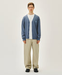 SMALL CLASSIC LOGO V-NECK KNIT CARDIGAN IN VINTAGE BLUE image 5