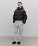 W REGULAR LOGO HOODED CROP DOWN JACKET IN BLACK image 5
