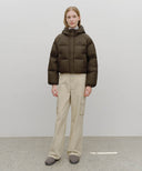W REGULAR LOGO HOODED CROP DOWN JACKET IN BROWN image 5