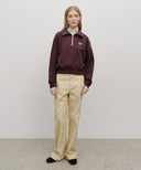 W CLASSIC LOGO HALF-ZIP UP CROP SWEATSHIRT IN BROWN image 5