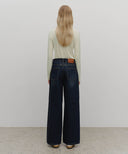 W WIDE DENIM PANTS IN DARK BLUE image 5