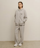 MARITHÉ SPORT FLEECE HOOD ZIP-UP JACKET IN LIGHT GRAY image 5