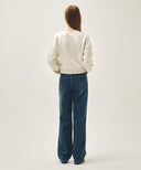 W HIGH STRAIGHT DENIM PANTS IN DARK BLUE image 5