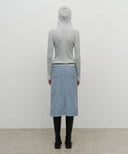 W CLASSIC CORDUROY MIDI SKIRT IN SKY BLUE image 5