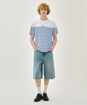 BLOCK STRIPE TEE IN BLUE image 5