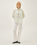W PATTERN SHEER SHIRT IN IVORY image 15