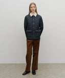 CORDUROY COLLAR QUILTED JACKET IN NAVY image 5