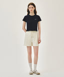 W SMALL LETTERING SLIM CROP TEE IN NAVY image 5