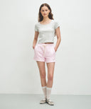 W BASIC CROP TEE IN LIGHT HEATHER GREY image 5