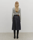 W A-LINE DENIM MIDI SKIRT IN DARK BLUE image 7